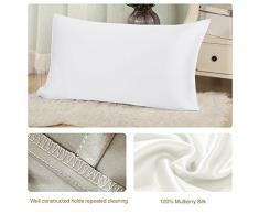 THXSILK 100% 19 Momme Seide Kissenbezug Kissenhülle mit Reißverschluss - Seide Kissen Bezug - Super Weich und Glatt Seide Kopfkissenbezug (40x80cm, Grau)