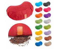 Yogakissen »Ganesh« Halbmond-Kissen mit Bio-Buchweizenschalen - Maße: 45 x 30 x 14 cm - 100% Baumwolle | Meditationskissen Sitzkissen Dekokissen Rondokissen Zafukissen Meditationsunterlage apfelgrün