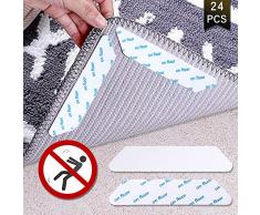 Jeeanjoose Teppich Anti Rutsch Unterlage, 24 Stück Weißer Teppichunterleger, Für Teppichböden Feste rutschfeste Aufkleber, Verrutschen Wirksam, Doppelseitiger Superkleber Klett Rug Gripper