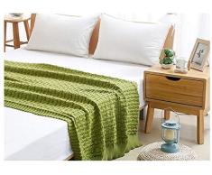 EXQULEG 100% Baumwolle Strickdecke,Kuscheldecke120 x 180 cm, für Fernsehen oder Nap auf dem Stuhl, Sofa und Bet (Grün)