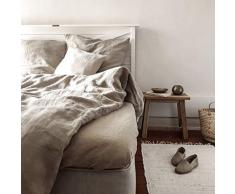 Leinen Bettwäsche Liv natur, weiche Bettwäsche mit Holzknöpfen, Bettbezug Kissenbezug Leinen, Leinen Bettwäsche stonewashed, Öko-Tex zertifiziert