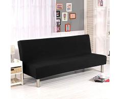 Cornasee Sofabezug 3 sitzer ohne armlehne - Clic Clac Sofahusse Stretch Bettcouch Schonbezug Einfarbig,Schwarz
