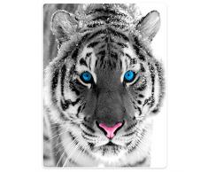 Violetpos Dick Decke Weich Wärme Gemütlich Flanell Fleece Sofadecke Deckeldecke Sibirische Tiger Blue Eyes 125 x 200 cm