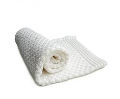 Sonnenstrick SODE6 Erstlingsdecke / Babydecke / Kuscheldecke / Strickdecke, 80 x 80 cm, weiß