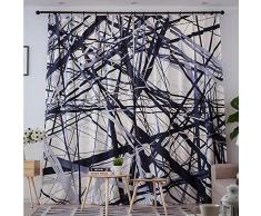 JDK Weiß Bedruckte Vorhänge, weiße Leinenvorhänge im Wohnzimmer sind in verschiedenen Größen erhältlich, passend für das Schlafzimmer (2 Stück W1.5 * L2.7m. Perforiert)