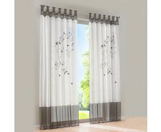 Bestickte Blume Gardine 1er-Pack Vorhang H*B 145*140cm Grau