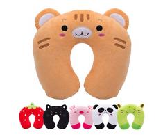 H HOMEWINS Reisekissen Kinder Nackenkissen Niedliche Tierform Nackenhörnchen Kopfstütze Baby Reise Schlafkissen Nackenstützkissen für Zuhause, Reisen im Auto Flugzeug Zug (Tiger-1)