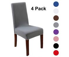 KAILH Stuhlhussen Elastische Moderne Beschützer Stuhlhussen,Dekorieren von Häusern, Restaurants, Hotels, Hotels, Restaurants (4er Set, Grau)