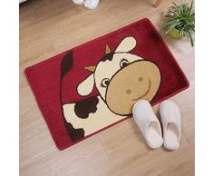 CKH Tier Cartoon Tür Matte Fußmatte Foyer Eingang Fuß Schlafzimmer Küche Bad Wasserabsorbierende Teppich Hause Kann 50 * 80 cm (Color : Cow)