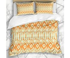 Bettwäschesets Gewebtes blaues afrikanisches Ikat-Muster Krawattenfärbung Abstraktes Aquarell Azteken-Batik Bohemian Boho Border Design Mikrofaserbettwäsche King Size mit 2 Kissenbezügen Pflegeleichte