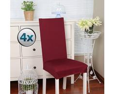 Stuhlhussen 4 Stück, Stretch-Stuhlbezug elastische moderne Husse Elasthan Stretchhusse Stuhlbezug Stuhlüberzug . bi-elastic Spannbezug, sehr pflegeleicht und langlebig Universal (Packung von 4,Rot)