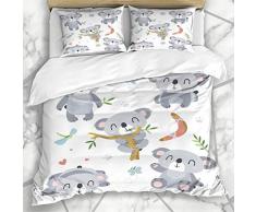 LIS HOME Bettbezug-Sets Tourismus Koala Kindheit Lustige Aborigines Set Tiere Tier Eukalyptus Bumerang Wildlife Natur Weiche Mikrofaser Dekoratives Schlafzimmer mit 2 Kissen Shams