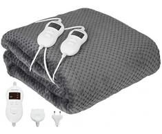 2 Personen Heizdecke mit Abschaltautomatik | Timer | 8 Temperaturstufen | 2 Fernbedienungen | bei 30° waschbar | Wärmedecke | Wärmeunterbett | Wärmezudecke | elektrische Heizdecke | 160 x 150 cm |