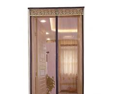 QAZXS Gestreifter Anti-Moskito-Vorhang Magnetstreifen Sommerverschlüsselungs-Bildschirmvorhang hängender magnetischer Weichbildschirmvorhang-Gestreifter Kaffee_80 cm * 205 cm