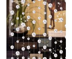 TXSD Crystal Clear Garland Hängender Perlenvorhang, Klarer Faux Kristallperlen Vorhang Tür Schnur Vorhang Wandpaneel Fransen