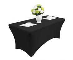 Jolitac 2 x Stretch Tischdecke Tischhusse Tischcover Hussen für Hochzeit Event 6FT Picknicktisch 183 x 76 x 76cm (Schwarz)