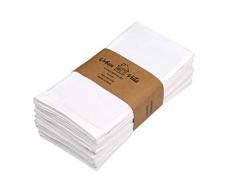 Urban Villa Abendessen Servietten für den täglichen Gebrauch Premium-Qualität 100% Baumwolle 12er-Set 20 x 20 Zoll Aqua/Weiß Übergroße Stoffservietten 12er Set Weiß