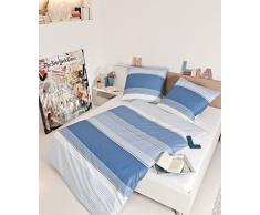 Janine Feinbiber-Bettwäsche - Davos - blau - 200 x 200 cm + 2 x 80 x 80 cm