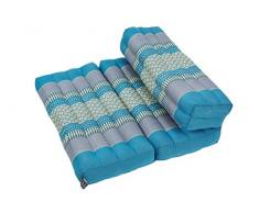 Handelsturm Faltbares Meditationskissen, Meditationssitz für Verschiedene Meditationstechniken, als Zafu und Zabuton, für Anfänger geeignet mit Fester Füllung aus Kapok, Thai Style blau