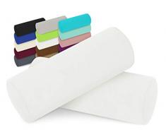 npluseins Doppelpack Jersey Nackenrolle-Kissenbezug - Uni Kissenhülle 1389.1908, ca. 40 x 15 cm, weiß