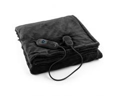 Klarstein Dr. Watson XL - elektrische Heizdecke, Kuscheldecke, Wärmedecke, 130 x 180 cm, 120 Watt Leistung, drei Leistungsstufen, Timer-Funktion, waschmaschinengeeignet, Mikroplüsch, schwarz