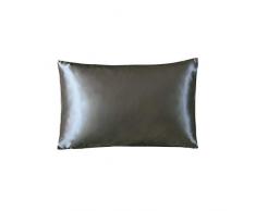 THXSILK 100% 19 Momme Seide Kissenbezug Kissenhülle mit Reißverschluss - Seide Kissen Bezug - Super Weich und Glatt Seide Kopfkissenbezug (40x80cm, Dunkel grau)