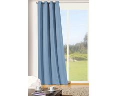 heimtexland ® Verdunklungsgardine Thermovorhang Ösenschal BLICKDICHT in hellblau HxB 245x135 cm - ÖKOTEX geprüft - hochwertige Qualität mit textiler Optik und schönem Fall - GESUND WOHNEN - Licht- Schall- Wärme- und Kälteisolierend Typ139