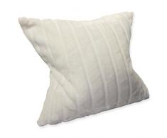Haus und Deko Weiche Cashmere Touch Kissenhülle Kissenbezug ca. 80x80 cm Dekokissen flauschig in Streifen Nerz Fell Optik Creme Offwhite
