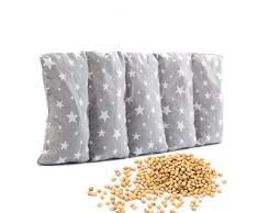 Amilian Kirschkernkissen 55 x 20cm Wärmekissen Wärmekompresse Körnerkissen Kirschkernsack Kirschkern Kissen für Kinder Erwachsene ideal als Massagekissen Kältekissen Sternchen KLEIN Grau