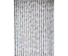 habeig Türvorhang Flauschvorhang Flauschi Chenille Insektenschutz Uni-Farben (grau/Weiss, 120 x 230 cm)