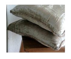 Pearl Shimmer - 35 x 35 cm Ein Perlendamast Samt Kissenbezug mit handfertigtem Perlenrand