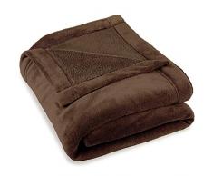 CelinaTex Montreal Kuscheldecke 150 x 200 cm dunkel braun Coral Fleece Wohndecke Mikrofaser Tagesdecke Sofadecke