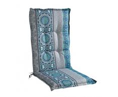 Sesselauflage Sitzpolster Gartenstuhlauflage für Hochlehner | 50 cm x 120 cm | Petrol | Mandalamotiv | Baumwolle | Polyester