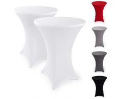 Blumtal 2er-Set Stretchbezug Stehtisch Hussen - Elegante Stehtischhusse für Bistrotisch Ø 80-85cm, Weiß