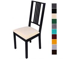 Homaxy Stuhlbezug Sitzfläche Samt Weich Sitzbezug Stuhl Stretch-sitzbezüge für Esszimmerstühle Abwaschbar Schonbezug Hussen für Stühle- 4er Set, Beige