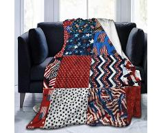 Searster$ Throw Blanket Gedenktag-Patchwork der amerikanischen Flagge Fleecedecke Superweiche gemütliche Plüsch-hypoallergene Wurfs-Decke für Bett-Couch-Wohnzimmer, 102X127 cm