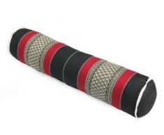 Handelsturm Thaikissen Rolle ca. 80x20 cm Kapok Yogarolle Kissenrolle für Massage oder Yoga Feste Nackenrolle schwarz-rot