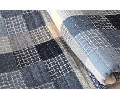 Quilt Janina 180x200cm Karo blau grau Vintage Tagesdecke Shabby Chic Patchworkdesign Decke