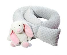 Bettschlange Bettrolle Nestchen Nestchenschlange Nackenrolle Babynest Bettumrandung Zugluftstopper Kissenrolle Babynestchen Minky 140 180 210 250 300 cm Hersteller (180 cm, Grau)