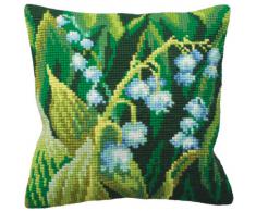 Collection DArt Stickpackung Kissen Stickkissen SchneeglÃ¶ckchen, 40 x 40 cm, Stramin Bedruckt