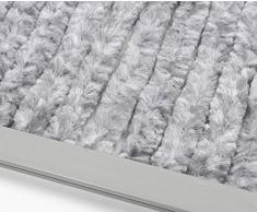 Beautex Gardinen Türvorhang Flauschvorhang Chenille 100x240 cm inkl. Tasche, Campingvorhang Insektenschutz, Farbe wählbar (Grau/Weiß)
