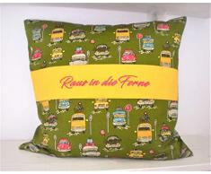 Kissenhülle UrlaubRaus in die Ferne GESTICKT für 40cm.x40cm. Kissen.