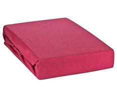 Moon Topper Spannbetttuch Spannbettlaken 190g/m² Jersey mit 3% Elastan 180x200 - 200x220 Line silver (brombeere)