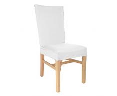 Beautissu Baumwolle Stuhlhusse Stretch Mia - 35-50 cm Stretch Hussen für Stühle - Husse Stuhlbezug Bi-Elastic Husse - ÖKO-TEX & Waschbar - Weiß
