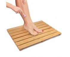 uyoyous Bambusmatte Badezimmer Badvorleger Bambus rutschfest Badezimmer Holzmatte Duschvorleger Duschmatte Badteppich Badzubehör für Bad Duschraum Saunaraum 62 x 39 x 4 cm