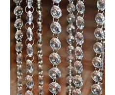 lzn 10 x 1m Kristall Kette Türvorhang Fadengardine,Fadenvorhang Raumteiler Perlenvorhang klar durchsichtig Hochzeit Deko