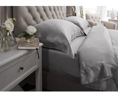 Jasmine Silk 3PCs 100% Mulberry 19MM Charmeuse Seide Bettbezug-Set (Grau) - SINGLE