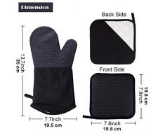 Webake Ofenhandschuhe und Topflappen Set Silikon Kochhandschuhe für Finger Hand Handgelenk Schutz Topfhandschuhe Hitzebeständige Backofen Handschuhe Non-slip Grillhandschuhe Backofenhandschuhe Schwarz