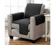 Kamaca Wende - Sesselschoner Sesselauflage Relax mit Armlehnen und Taschen Sessel Überwurf warm und weich zur Schonung der Polster Lehnenschutz zweiseitig verwendbar (SCHWARZ - ANTHRAZIT)