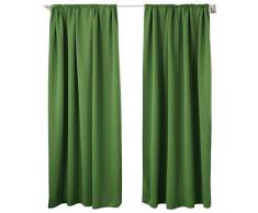 WOLTU VH5880gn-2, 2er Set Gardinen Vorhang Blickdicht mit Kräuselband für Schiene, 250g/m2 Schwere Verdunkelungsvorhänge Thermovorhang lichtdicht für Wohnzimmer Kinderzimmer Küche, 135x245 cm Grün